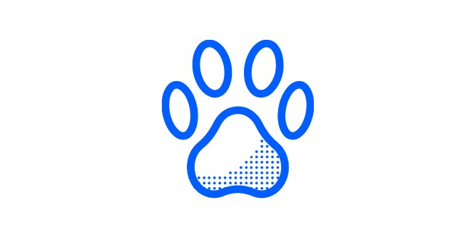 an icon of a paw print outlined in blue
