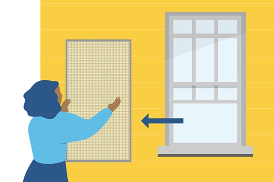 Carefully remove screens and keep them outdoors to avoid bringing more airborne particles into the house.