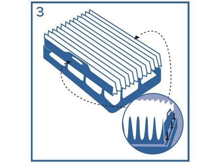 Illustration of a Filtrete Refillable Filter ffilter being installed on the frame. 

