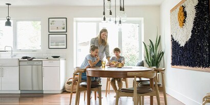a family eating at a table
