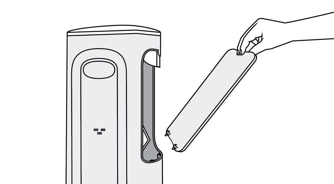 Replacing filter door on Filtrete™ Smart Air Purifier tower device
