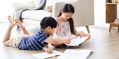 Kids drawing together