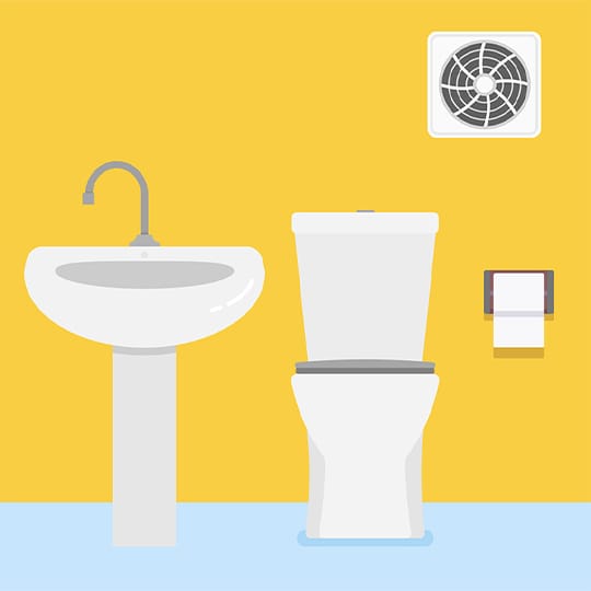 A bathroom vent fan can help to remove mold and mildew odors and push moist air to the outside of your home.