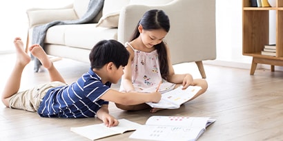 Children doing homework together