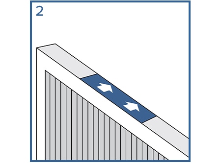 Illustration of top of Filtrete 1 inch filter showing the arrows.
