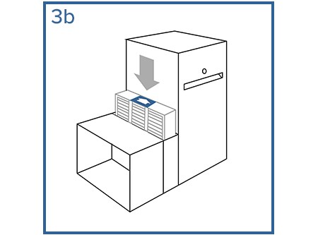 Illustration of a Filtrete 4 to 6 inch filter being installed into the HVAC unit on the top.

