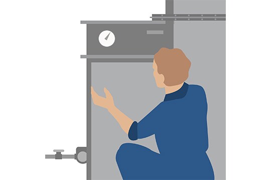 illustration of a person maintaining their HVAC system