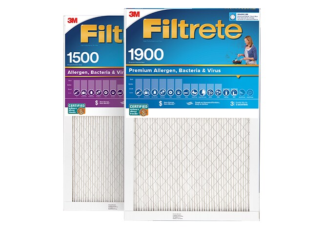 Filtrete™ MPR 1500 Allergen, Bacteria & Virus Air Filter and Filtrete 1900 MPR MERV 13 Filter.
