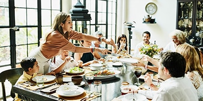 a family eating a holiday meal together
