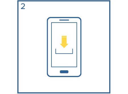 Graphic of a phone with a download button.
