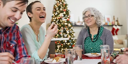 family eating holiday meal