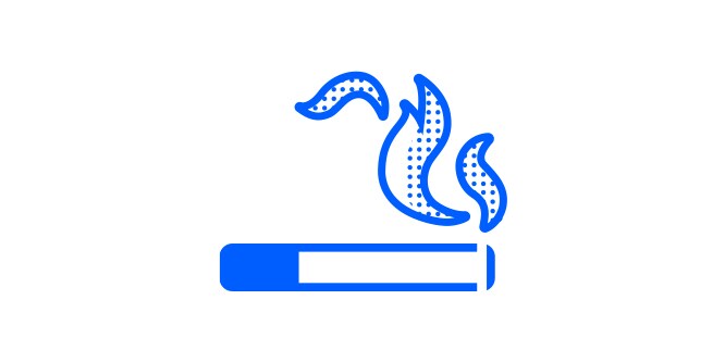 an icon of a cigarette and plumes of smoke coming from the end of it depicting tobacco smoke.

