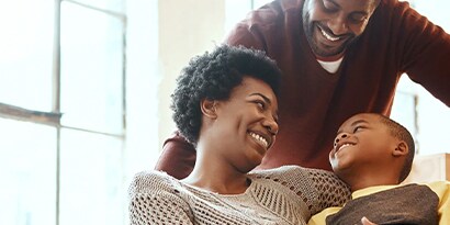 A family smiling at each other