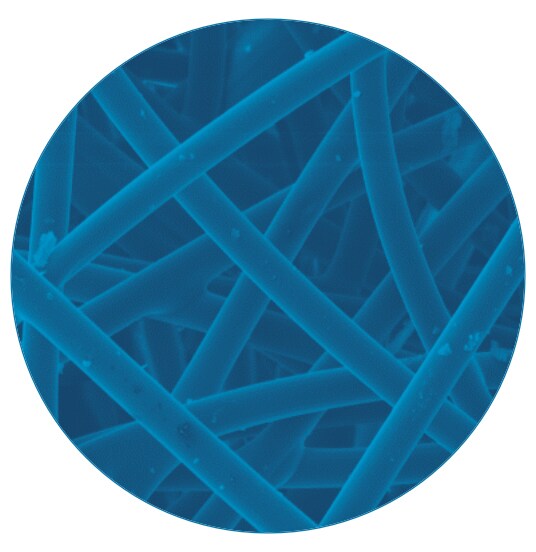 Blue tinted detail shot of Filtrete air filter media