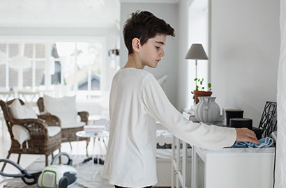 The longer you delay dusting, the worse (and more time-consuming) the task becomes. It’s much easier to break it down into a list of smaller areas you can dust throughout the week.