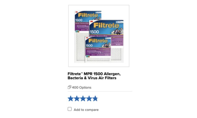 3 Filtrete™ allergen air filters in product packaging.
