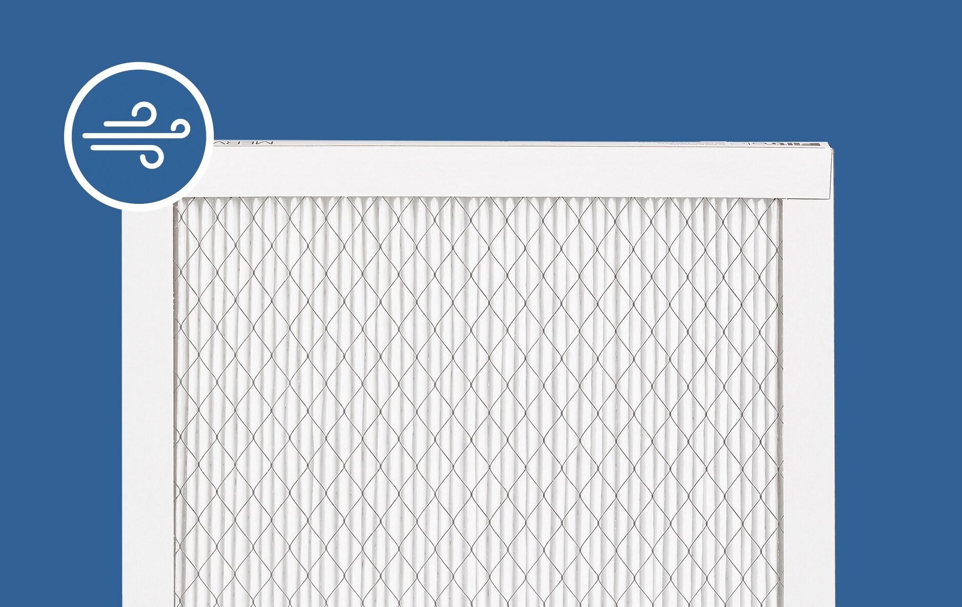 Filtrete™ Air Filter on blue background with air icon

