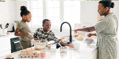 A family cooking a meal