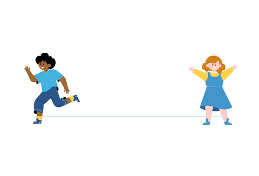 Vector illustration of kids playing in the clean air