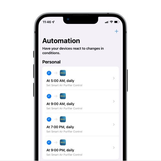 Scheduling your Automation. Image of phone. List of available devices